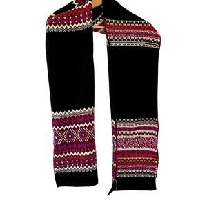 Talbots black and pink knit geometric scarf one size cotton wool winter striped